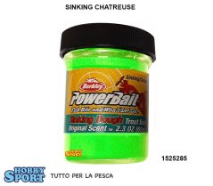 BERKLEY POWERBAIT PASTA TROTE SINKING COULANT CHARTREUSE GLITTER
