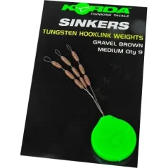 Korda Tungstenové Stopery Sinker Hooklink Weight Gravel Brown-Medium 9 ks